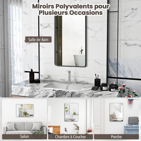 Kylpyhuoneen peili 76x56x3 cm hopea