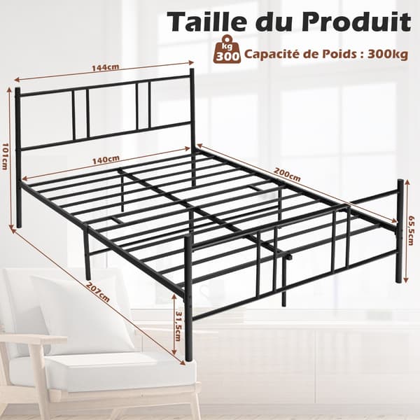 Sengestel platform 207x140x101 cm sort