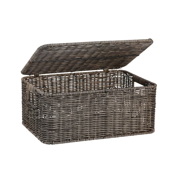 Kurv 37x27x17 cm mørk plastflet