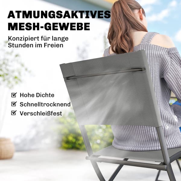 Havemøbelsæt 5 dele bord 112x67x71 cm med 4 klapstole grå