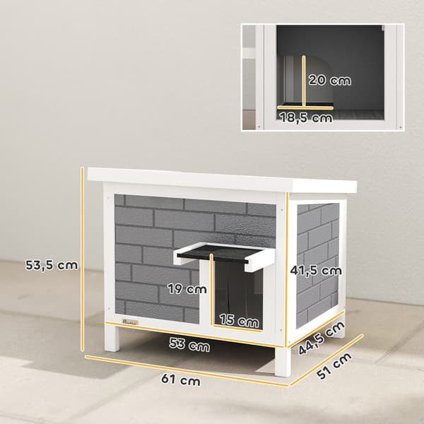 Katthus 61x51x53,5 cm hvid/sort/grå