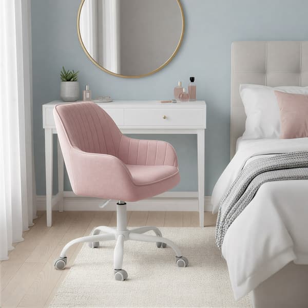 Kontorsstol 64x62x80-90 cm Rosa Sammet