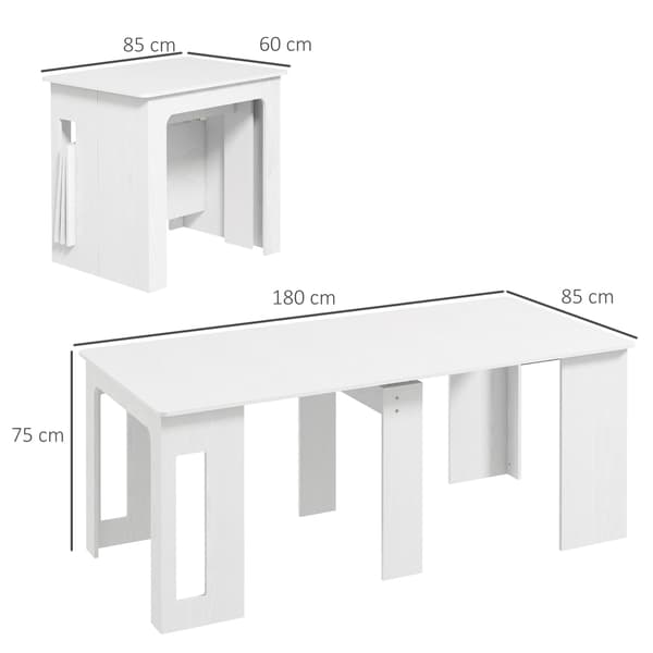 Matbord utdragbart hopfällbart köksbord 60-180x85x75 cm vitt