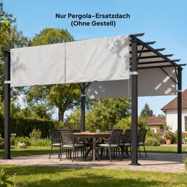 Erstatningsdug til pergola 300x300 cm, lysegrå, polyester