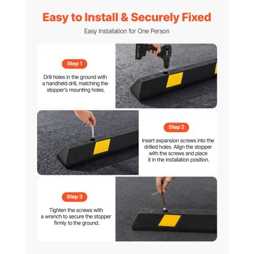 Parkeringsstopp, 184x16x11 cm, Gummi, Extra robust, Garageaccessoar
