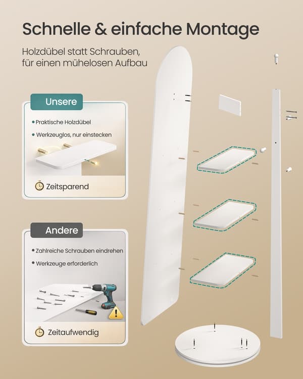 Helkroppsspegel 163x45 cm Vit Glas