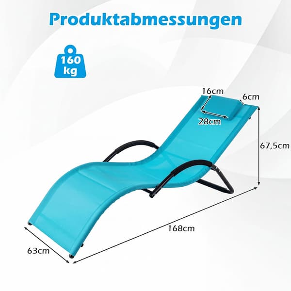 Solstole 2 stk. 168x63x67,5 cm blå