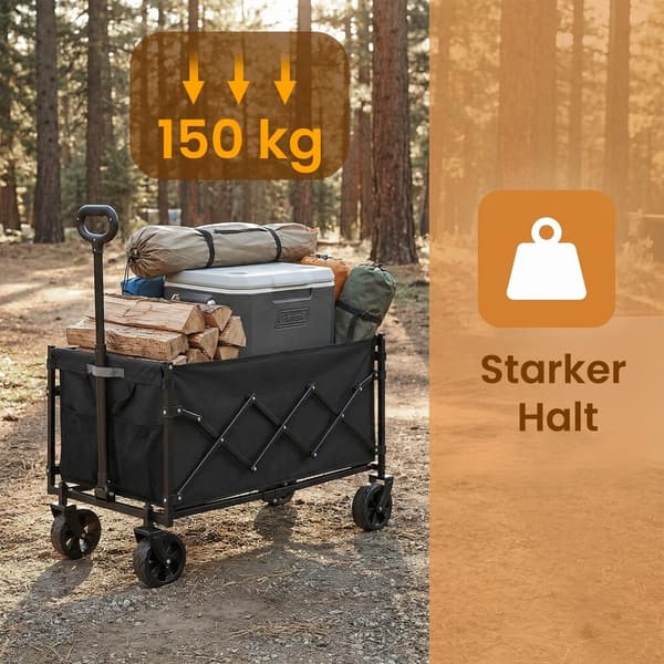 Sammenleggbar vogn 49,5x79,5x90,5 cm svart stål