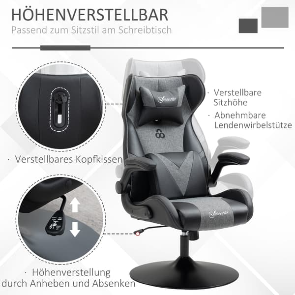 Gaming Stol, 69x73x112-118 cm, Sort, Kunstlæder