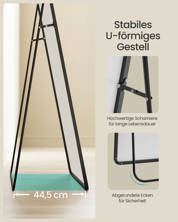 Fuld Længde Spejl 218x102 cm Sort Aluminium Legering