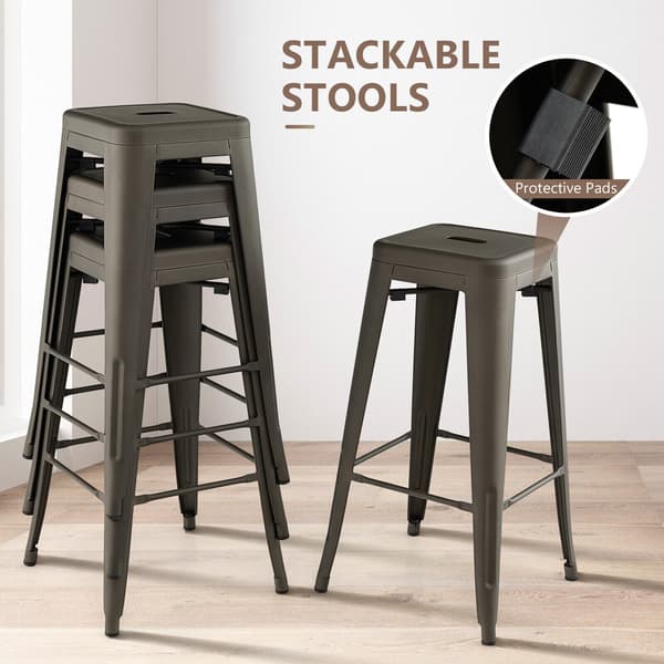 Barstole sæt med 4 stk. 42x42x76 cm sort/kugle