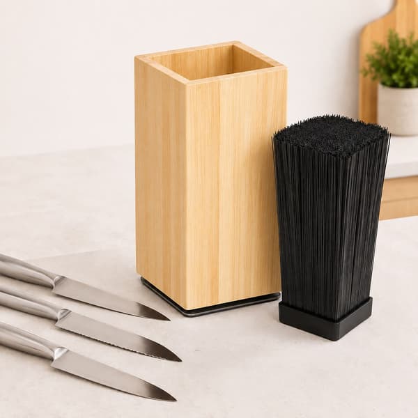 Magnetiskt knivblock med borst, bambu, ca 26 x 10.5 x 10.5 cm, Kodustaar