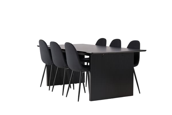 Spisebord og stol sæt 200x100 cm sort