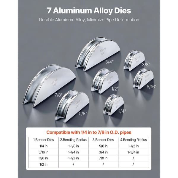 Rørbukker-sæt, 6–22 mm, aluminiumlegeringsforme, HVAC-værktøj