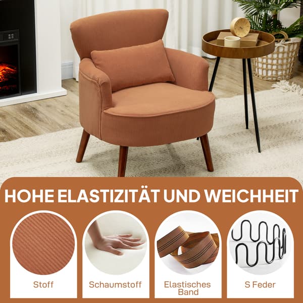 Lænestol Polstret Accent Stol 69x69,5x78 cm Orange