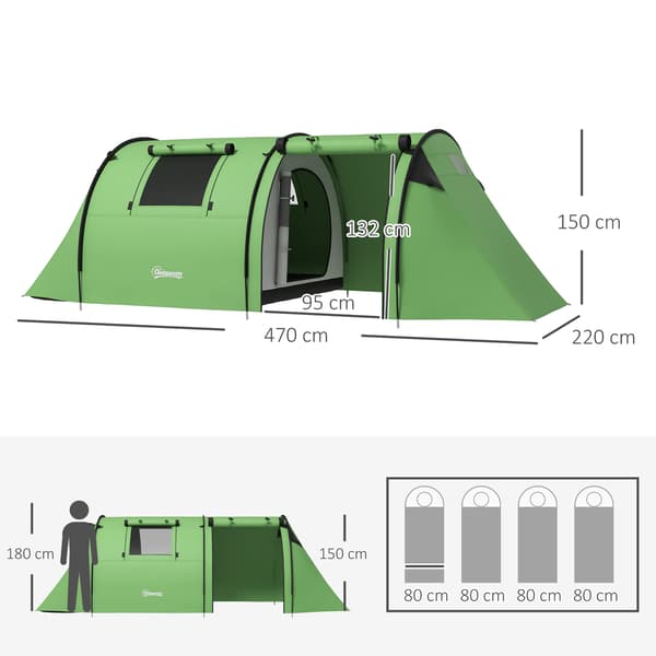 Campingtelt 470x220x150 cm Mørkegrøn Polyester