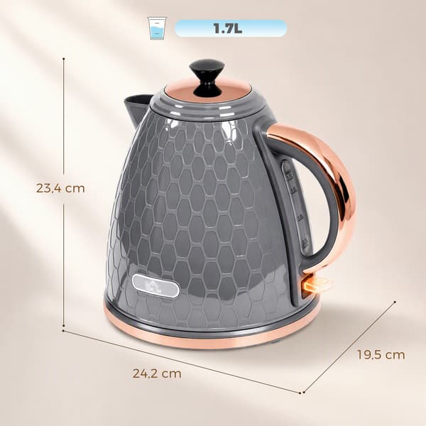 Elkedel 1,7L 24,2x19,5x23,4 cm grå