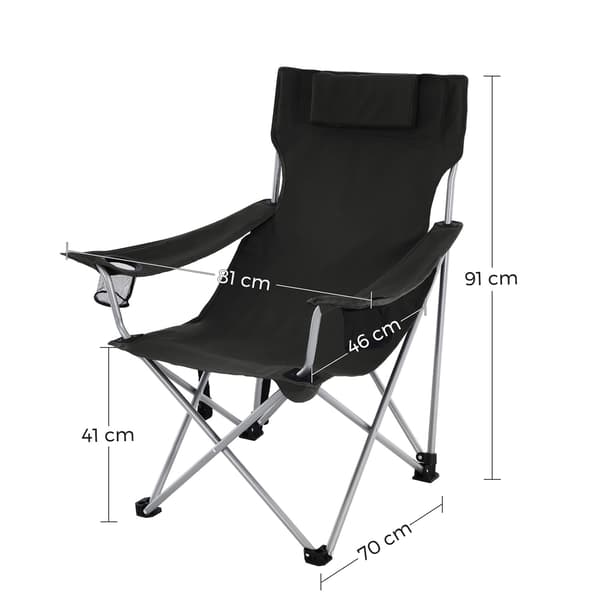 Campingstol, 81x70x91 cm, Svart