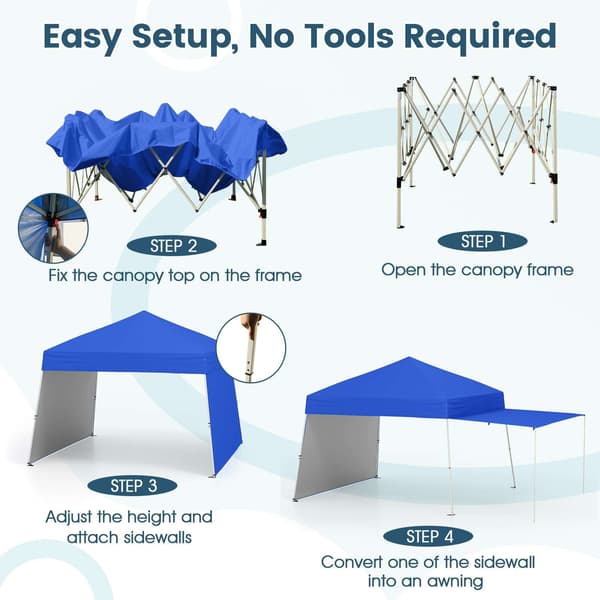 Pop-up telt med baldakcm, 14x9,2x8,3 ft, blå