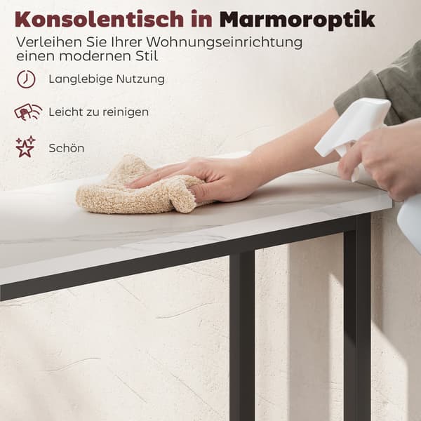 Konsolbord, 75x24x76 cm, Sort, justerbar