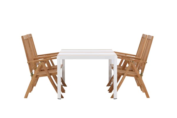 Spisebord og foldestole sæt 150x100 cm hvid teak