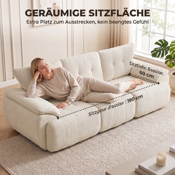 3-personers sofa 260x92x80 cm cremehvid