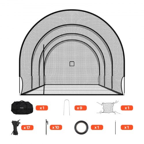 Baseball Batting Cage, 10058x3660x3000 mm, Polyester Net, Transportabel
