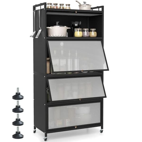 Spisekammer Skab, 80.5x40x162 cm, Sort, Metal