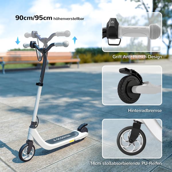 E-scooter 76x53x90/95 cm svart/vit