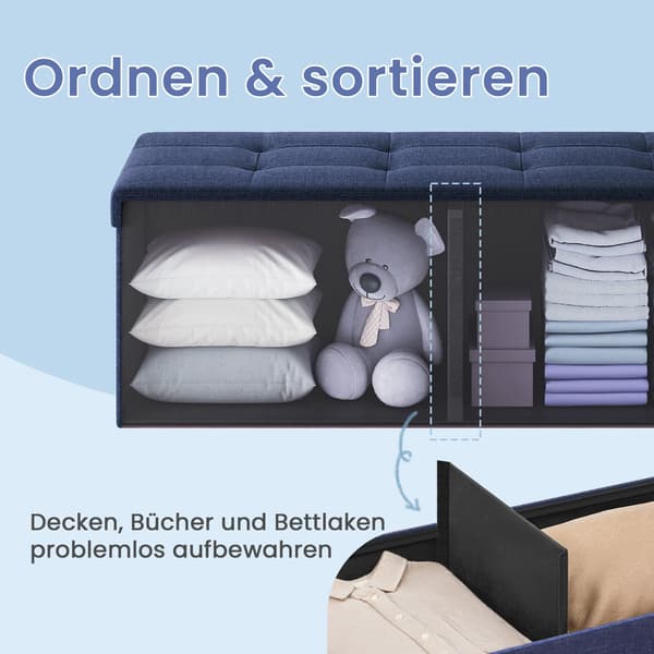 Oppbevaringsbenk, 38x110x38 cm, Blå