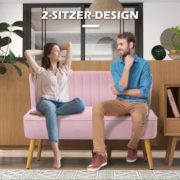 Soffa, 2-sits tygsoffa, 117x56,5x77 cm, rosa, tyg