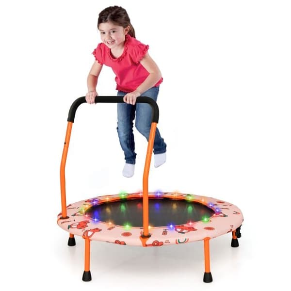 Mini Trampolin, 92x92 cm, Orange, LED-lampor , Star