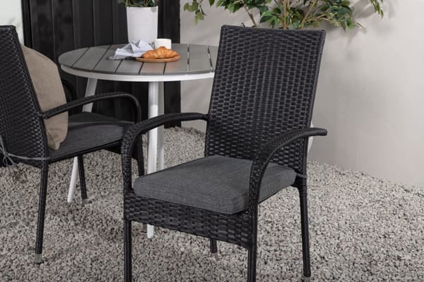 Spisebord og stole sæt 90x90 cm hvid grå sort