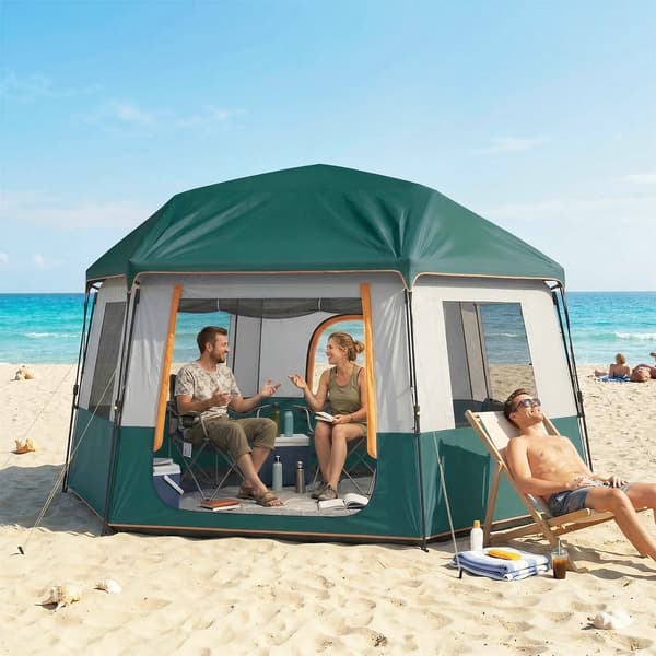 Campingtält 350x350x205 cm Grönt Polyester
