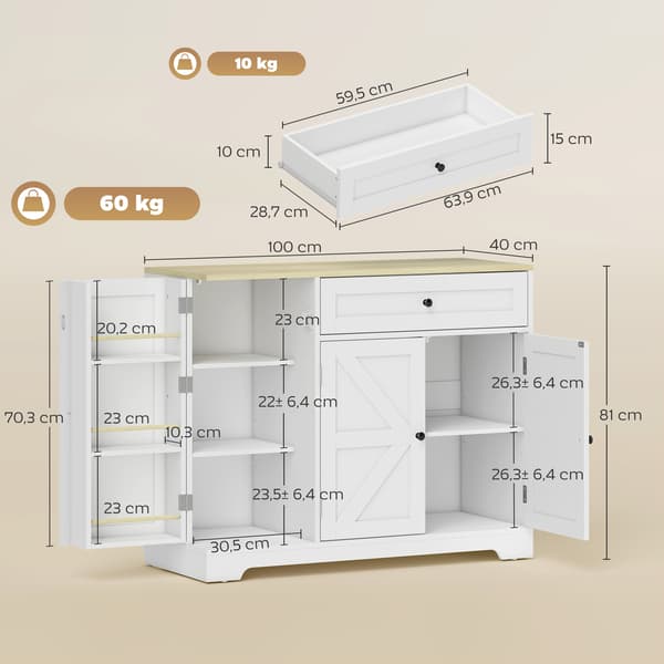 Skænk 100x40x81 cm Hvid MDF