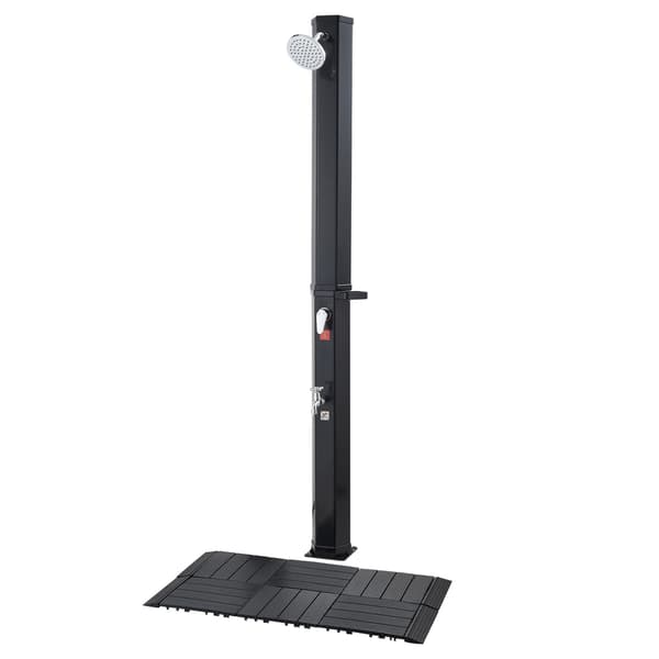 Udendørs solopvarmet bruser, 35L, 40x25.5x216 cm, sort, PVC