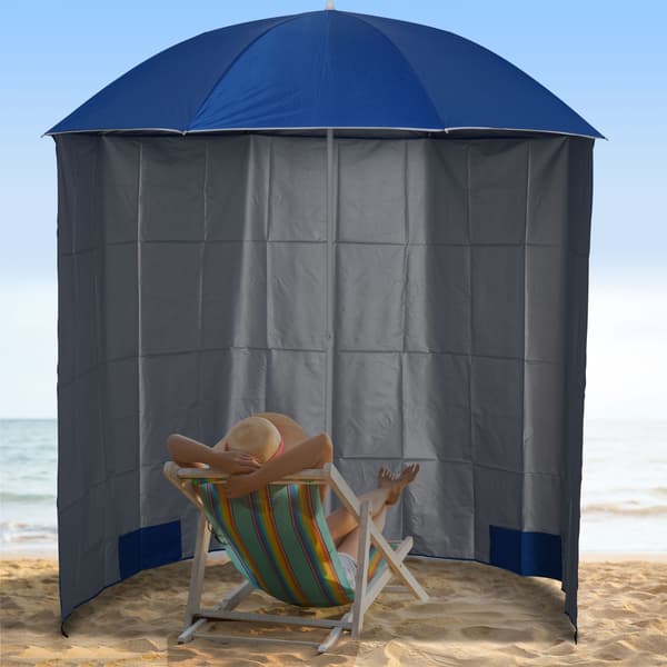 Strandparasol, 220x220 cm, Blå