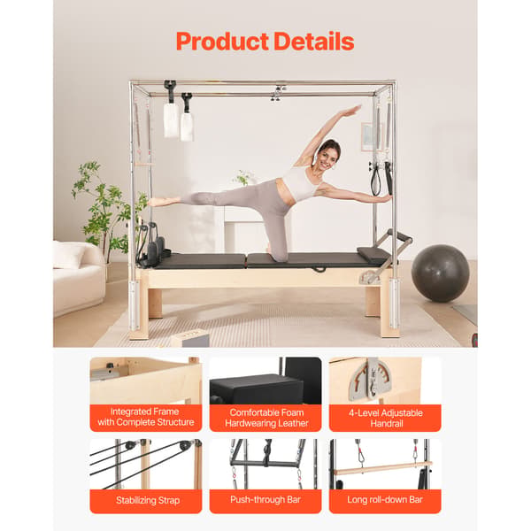 Pilates Reformer 240x86x213 cm Trä