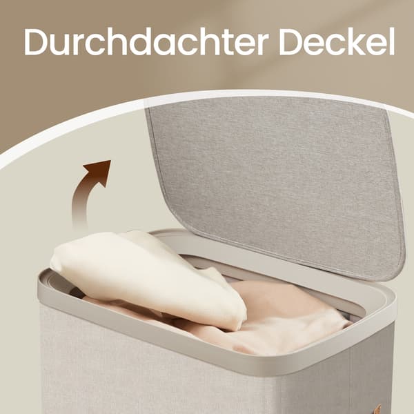 Tvättkorg 56x40x75 cm Beige Polyester