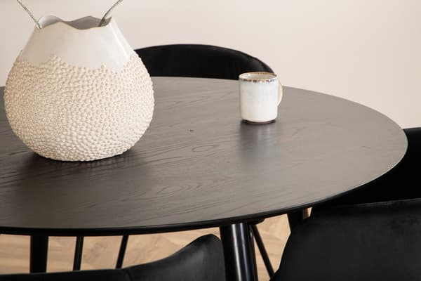 Spisebord og stol sæt 115 cm sort