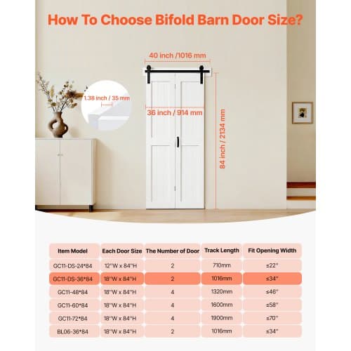 Bifold Skjutdörr, 91.4x213.4x3.5 cm, Vit, MDF