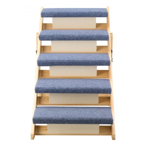 Kæledyrstrappe, 5-trins foldbart trædesign, 78x47x66 cm, brun