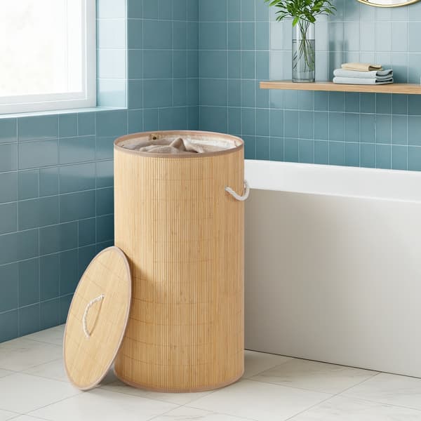 Pyykkikori 40x70 cm Beige Bambu