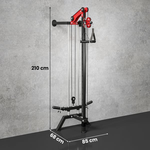 Lat pulldown-station 68x85x210 cm sort/rød