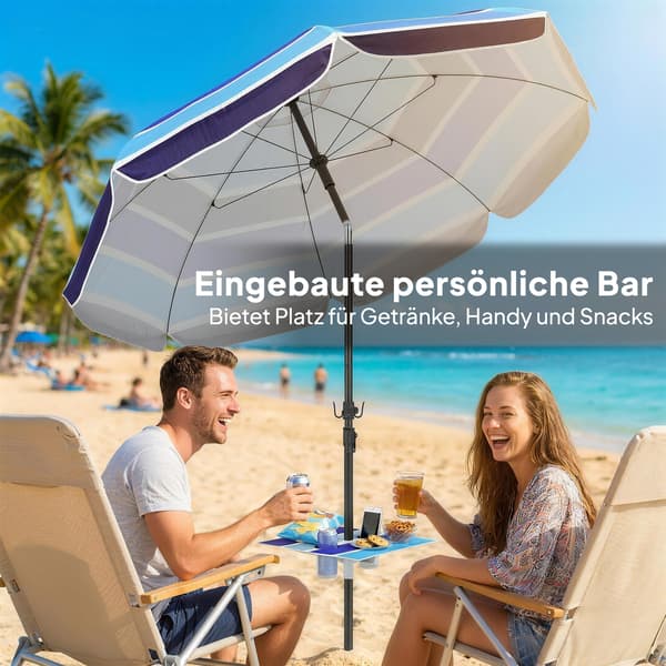 Strandparasol 198x214 cm Multifarvet Foldbart Bord