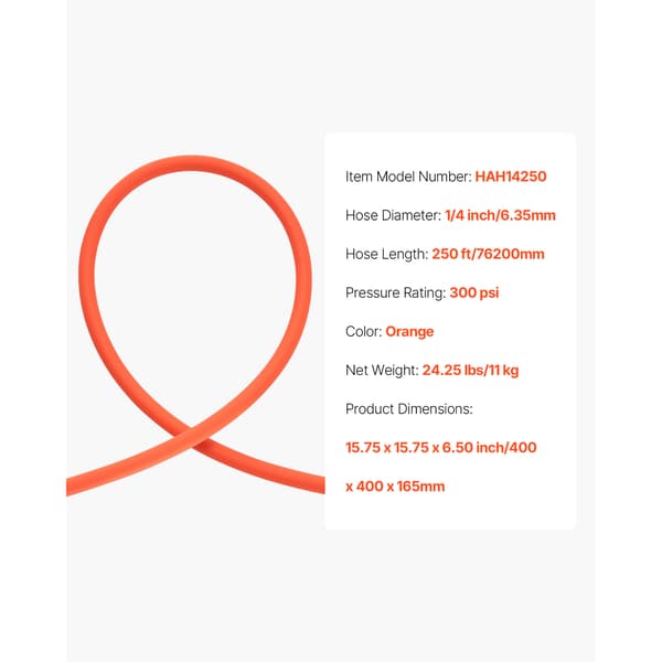 Luftslang, 6.35x76200 mm, Orange, Hybridmaterial