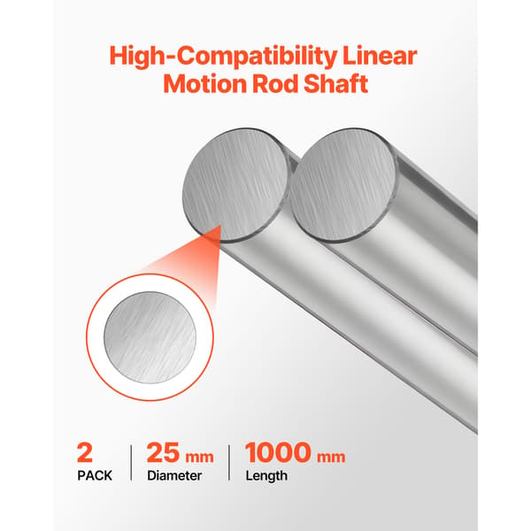 Linear rörelsestång, 25x1000 mm, kolstål, hög precision, 2 stycken