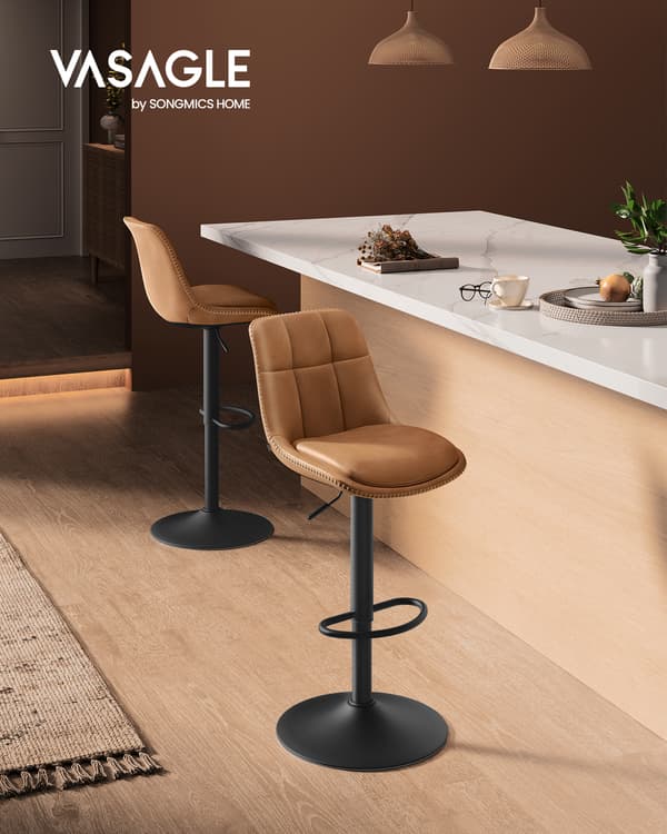 Barstolar Set om 2 63x84 cm Brun PU-läder