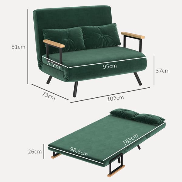 Sofa Seng 102x73x81 cm Grøn Fløjl Polstring