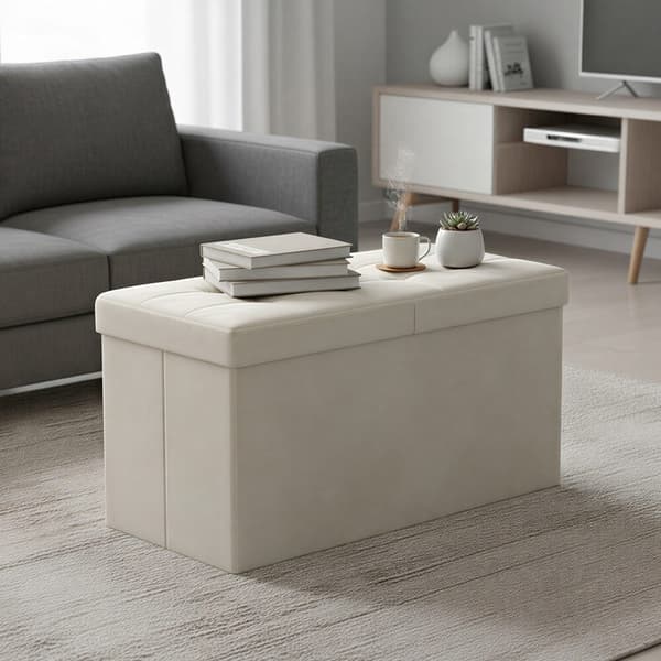 Oppbevaringsbenk 38x76x38 cm Hvit Fløyel